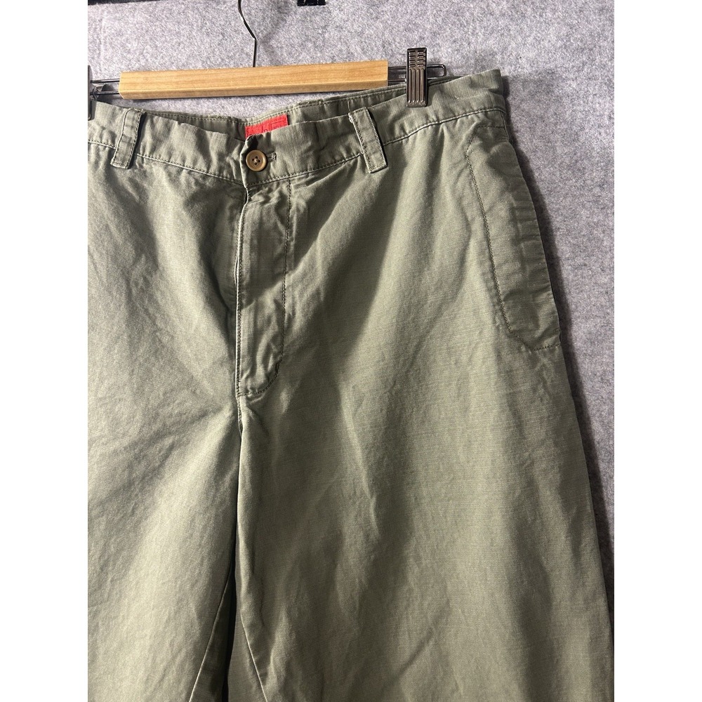 IZOD Men's Olive Green Chino Pants 34x32 Flat Front Straight Leg Casual